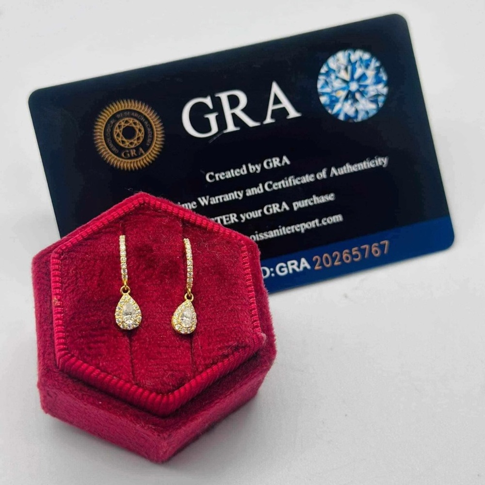 Dangling moissanite stones.
